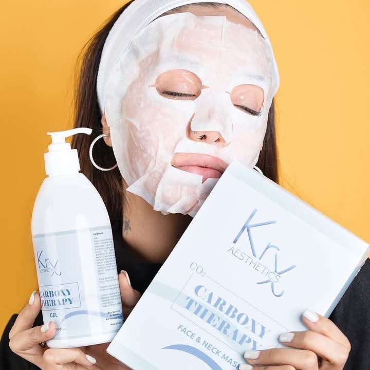 KRX Carboxy Therapy Face & Neck Mask (20 Pairs) + 500ml Soothing Gel | Korean Skincare | Home Use | Available in Pakistan