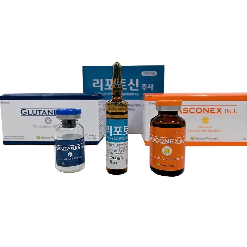 Glutanex 1200mg Whitening Injections – Nexus Pharma | Liponex-300 & Asconex | Made in Korea | 10 Sessions | Price in Pakistan